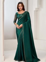 Peacock Green Pure Crepe Saree